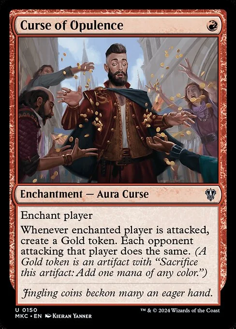 Curse of Opulence, carta Magic di tipo Enchantment — Aura Curse illustrata da Kieran Yanner