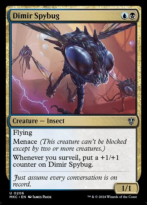 Dimir Spybug, carta Magic di tipo Creature — Insect illustrata da James Paick