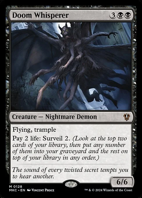 Doom Whisperer, carta Magic di tipo Creature — Nightmare Demon illustrata da Vincent Proce