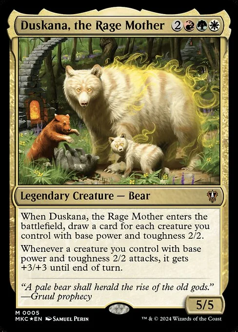 Duskana, the Rage Mother, carta Magic di tipo Legendary Creature — Bear illustrata da Samuel Perin