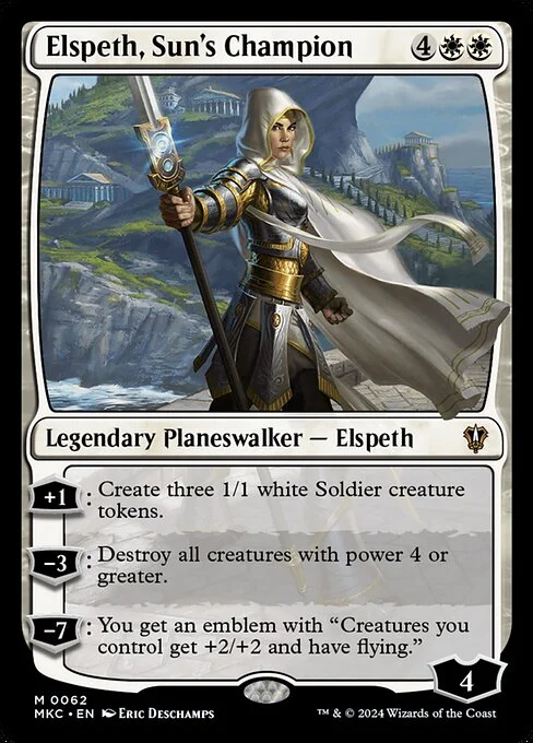 Elspeth, Sun's Champion, carta Magic di tipo Legendary Planeswalker — Elspeth illustrata da Eric Deschamps