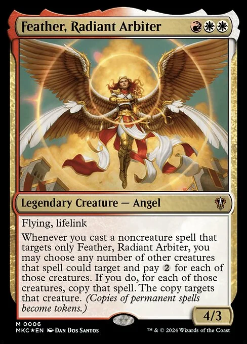 Feather, Radiant Arbiter, carta Magic di tipo Legendary Creature — Angel illustrata da Dan Dos Santos