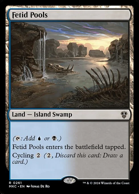 Fetid Pools, carta Magic di tipo Land — Island Swamp illustrata da Jonas De Ro