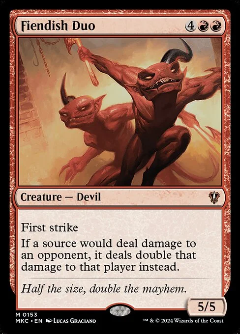 Fiendish Duo, carta Magic di tipo Creature — Devil illustrata da Lucas Graciano