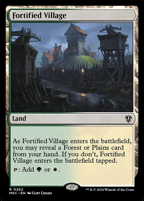 Fortified Village, carta Magic di tipo Land illustrata da Cliff Childs