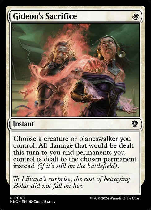 Gideon's Sacrifice, carta Magic di tipo Instant illustrata da Chris Rallis