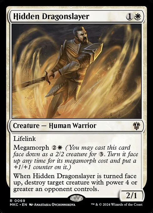 Hidden Dragonslayer, carta Magic di tipo Creature — Human Warrior illustrata da Anastasia Ovchinnikova