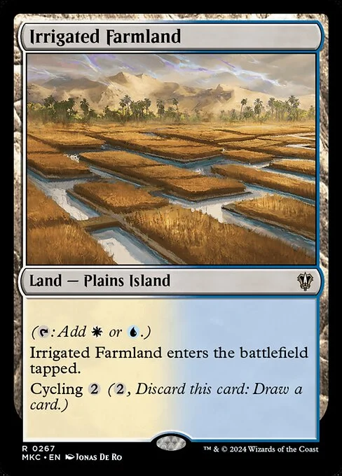 Irrigated Farmland, carta Magic di tipo Land — Plains Island illustrata da Jonas De Ro