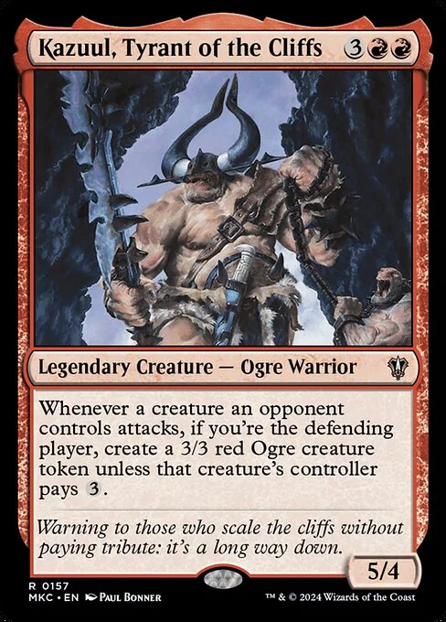 Kazuul, Tyrant of the Cliffs, carta Magic di tipo Legendary Creature — Ogre Warrior illustrata da Paul Bonner