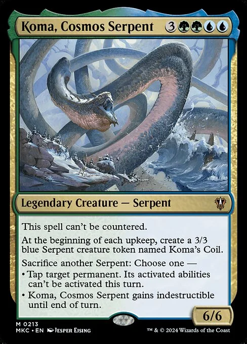 Koma, Cosmos Serpent, carta Magic di tipo Legendary Creature — Serpent illustrata da Jesper Ejsing