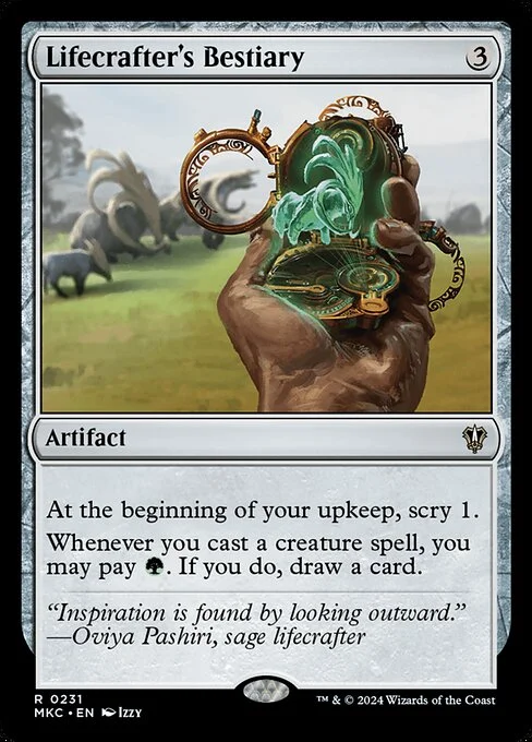 Lifecrafter's Bestiary, carta Magic di tipo Artifact illustrata da Izzy