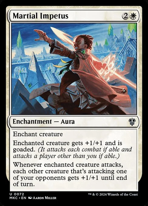 Martial Impetus, carta Magic di tipo Enchantment — Aura illustrata da Aaron Miller