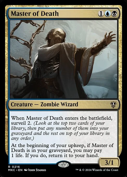 Master of Death, carta Magic di tipo Creature — Zombie Wizard illustrata da John Stanko