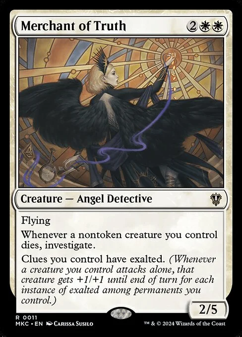 Merchant of Truth, carta Magic di tipo Creature — Angel Detective illustrata da Carissa Susilo