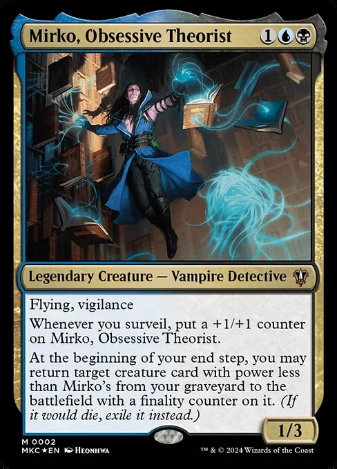 Mirko, Obsessive Theorist, carta Magic di tipo Legendary Creature — Vampire Detective illustrata da Heonhwa