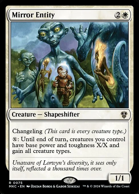 Mirror Entity, carta Magic di tipo Creature — Shapeshifter illustrata da Zoltan Boros & Gabor Szikszai