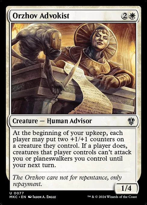 Orzhov Advokist, carta Magic di tipo Creature — Human Advisor illustrata da Jason A. Engle