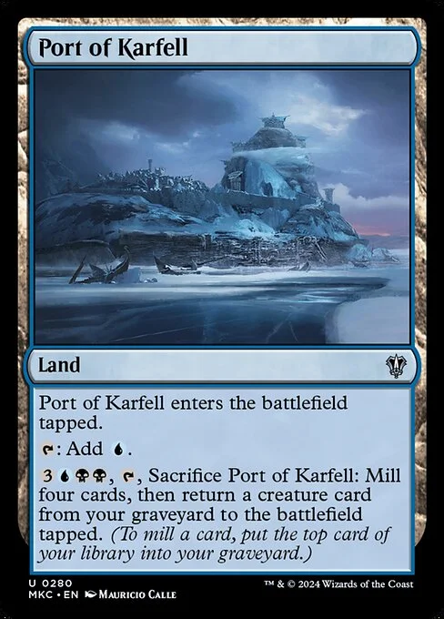 Port of Karfell, carta Magic di tipo Land illustrata da Mauricio Calle