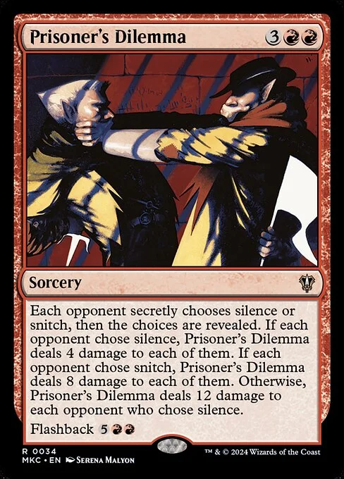 Prisoner's Dilemma, carta Magic di tipo Sorcery illustrata da Serena Malyon