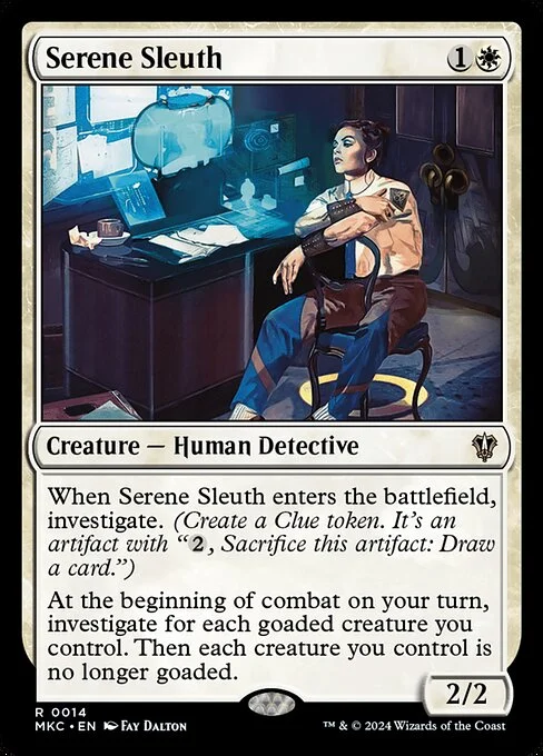 Serene Sleuth, carta Magic di tipo Creature — Human Detective illustrata da Fay Dalton