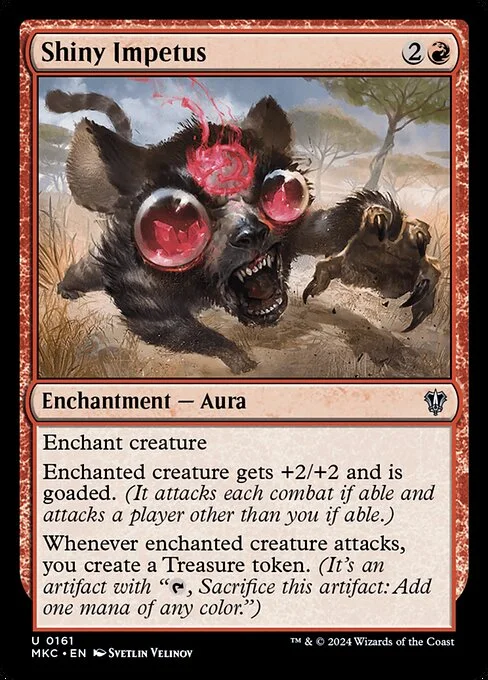 Shiny Impetus, carta Magic di tipo Enchantment — Aura illustrata da Svetlin Velinov