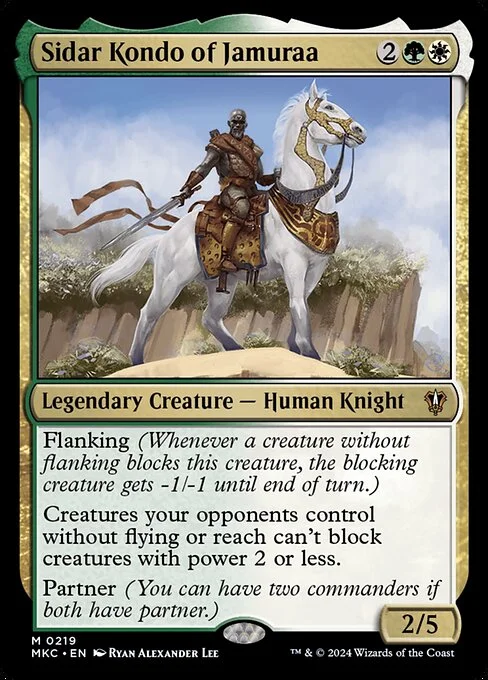 Sidar Kondo of Jamuraa, carta Magic di tipo Legendary Creature — Human Knight illustrata da Ryan Alexander Lee