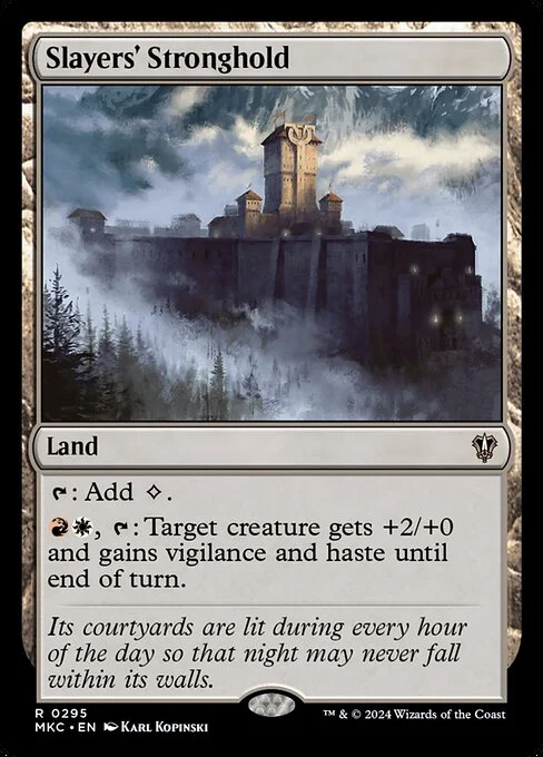 Slayers' Stronghold, carta Magic di tipo Land illustrata da Karl Kopinski