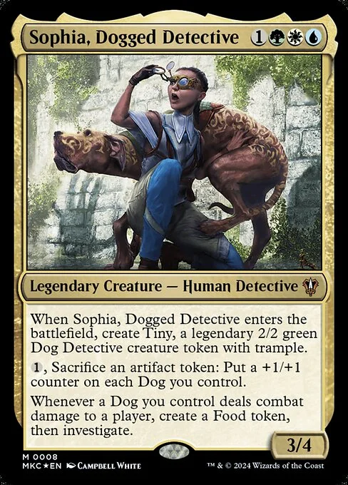Sophia, Dogged Detective, carta Magic di tipo Legendary Creature — Human Detective illustrata da Campbell White
