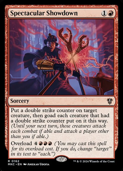 Spectacular Showdown, carta Magic di tipo Sorcery illustrata da Aniekan Udofia