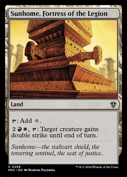 Sunhome, Fortress of the Legion, carta Magic di tipo Land illustrata da Martina Pilcerova