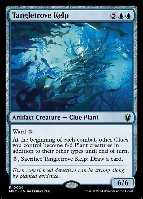 Tangletrove Kelp, carta Magic di tipo Artifact Creature — Clue Plant illustrata da Erikas Perl