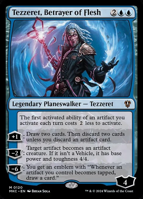 Tezzeret, Betrayer of Flesh, carta Magic di tipo Legendary Planeswalker — Tezzeret illustrata da Bryan Sola
