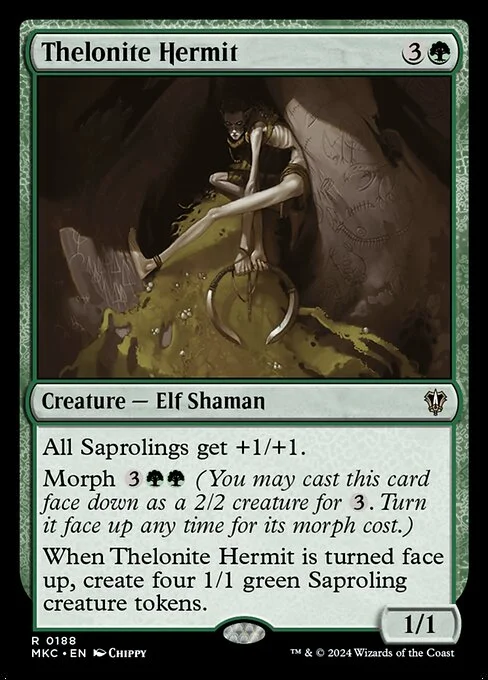 Thelonite Hermit, carta Magic di tipo Creature — Elf Shaman illustrata da Chippy