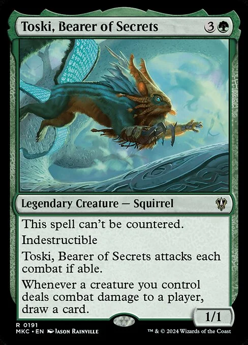 Toski, Bearer of Secrets, carta Magic di tipo Legendary Creature — Squirrel illustrata da Jason Rainville
