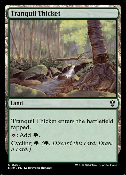 Tranquil Thicket, carta Magic di tipo Land illustrata da Heather Hudson