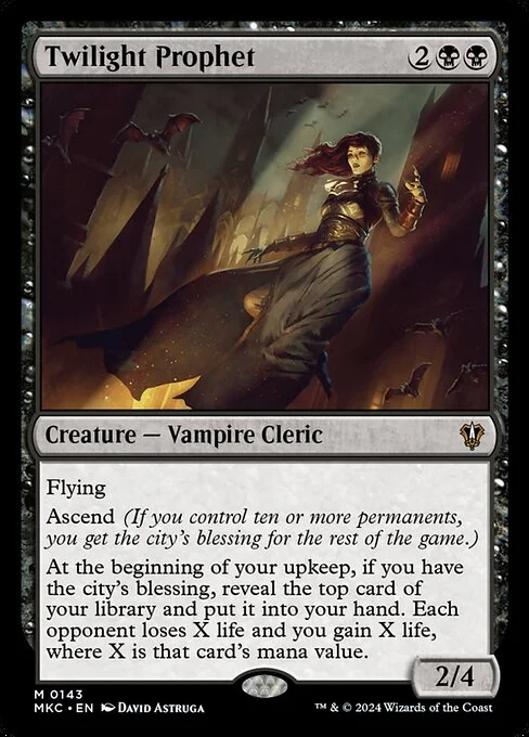 Twilight Prophet, carta Magic di tipo Creature — Vampire Cleric illustrata da David Astruga
