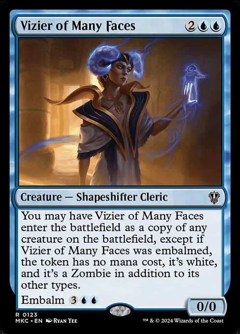 Vizier of Many Faces, carta Magic di tipo Creature — Shapeshifter Cleric illustrata da Ryan Yee