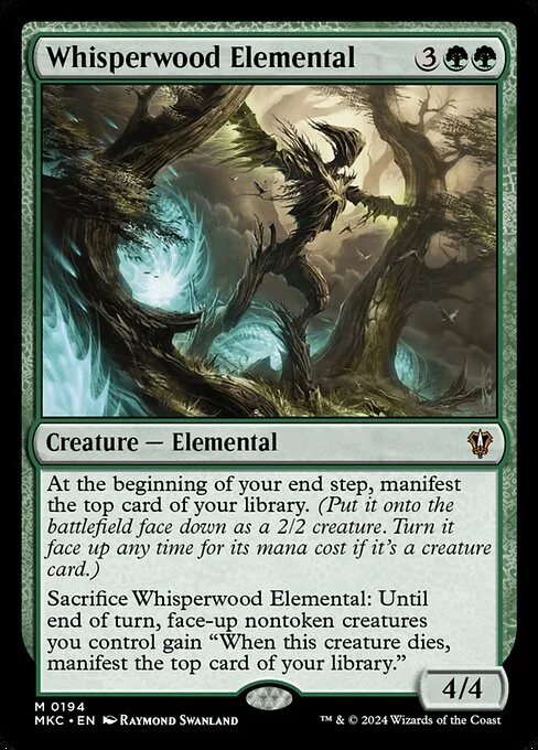 Whisperwood Elemental, carta Magic di tipo Creature — Elemental illustrata da Raymond Swanland