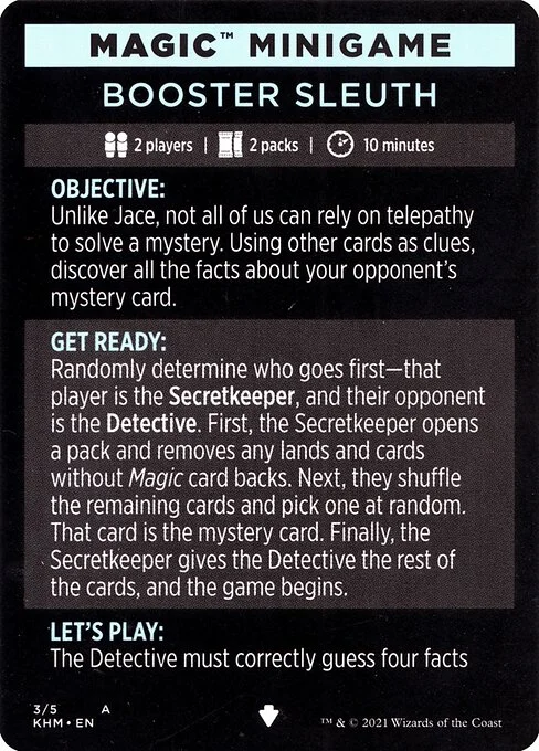 Booster Sleuth // Booster Sleuth (cont'd), carta Magic di tipo Card // Card