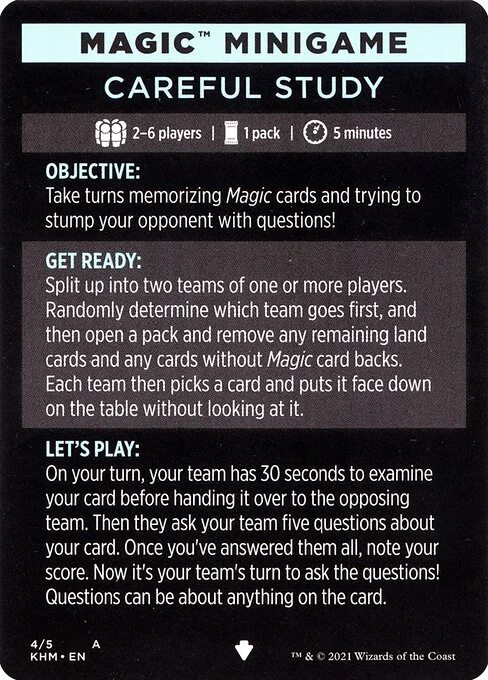 Careful Study (minigame) // Careful Study (cont'd), carta Magic di tipo Card