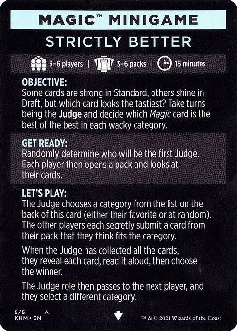 Strictly Better // Strictly Better (cont'd), carta Magic di tipo Card // Card
