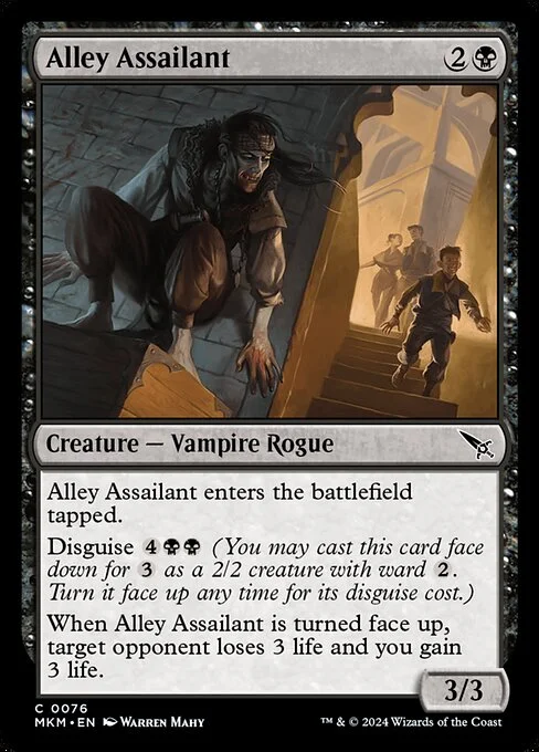 Alley Assailant, carta Magic di tipo Creature — Vampire Rogue illustrata da Warren Mahy