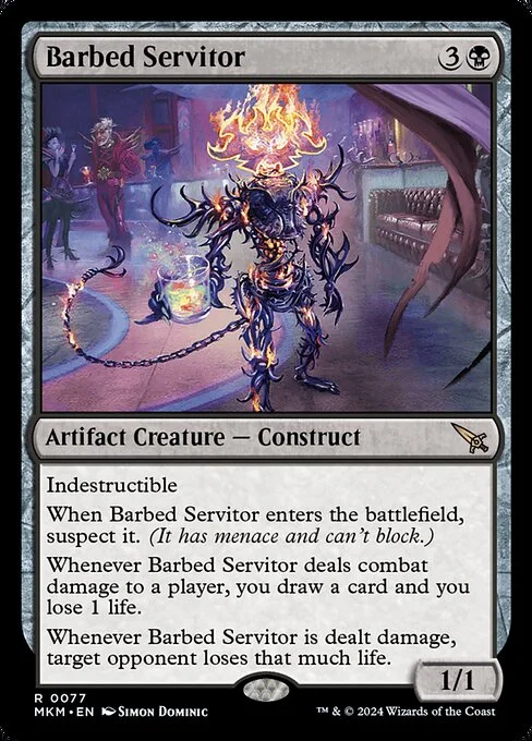 Barbed Servitor, carta Magic di tipo Artifact Creature — Construct illustrata da Simon Dominic