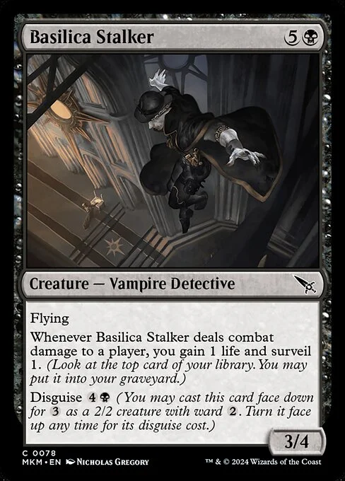 Basilica Stalker, carta Magic di tipo Creature — Vampire Detective illustrata da Nicholas Gregory