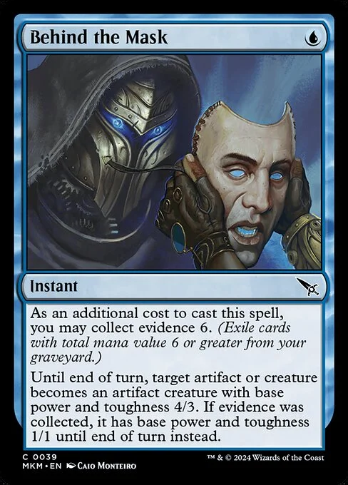 Behind the Mask, carta Magic di tipo Instant illustrata da Caio Monteiro
