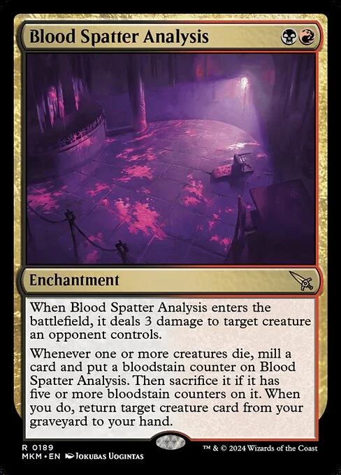 Blood Spatter Analysis, carta Magic di tipo Enchantment illustrata da Jokubas Uogintas