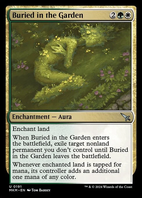 Buried in the Garden, carta Magic di tipo Enchantment — Aura illustrata da Tom Babbey