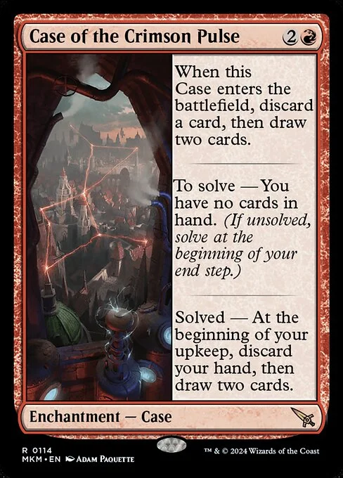 Case of the Crimson Pulse, carta Magic di tipo Enchantment — Case illustrata da Adam Paquette