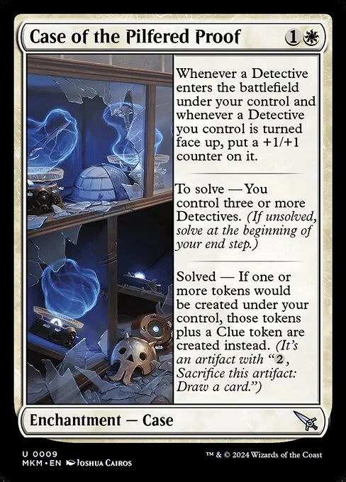 Case of the Pilfered Proof, carta Magic di tipo Enchantment — Case illustrata da Joshua Cairos