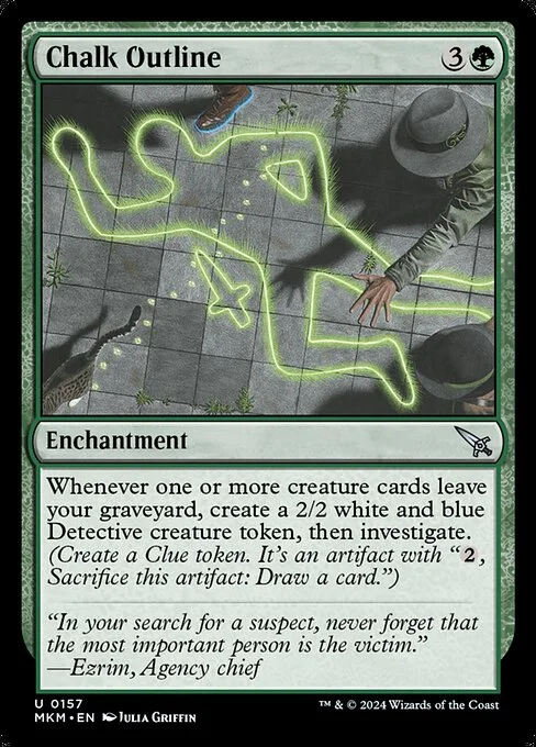 Chalk Outline, carta Magic di tipo Enchantment illustrata da Julia Griffin